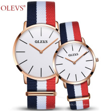 OLEVS 5868 N Hot Sale Quartz Women Watches  Casual Rose Gold Canvas Watch Water Resistant Male Wristwatch Relogio Masculino 2017